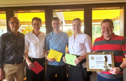 vlnr. Max Wyder (Präsident RC Freiamt), Engagierte Gastgeberinnen und Gastgeber Silvia, David, Doreen und Gilbert